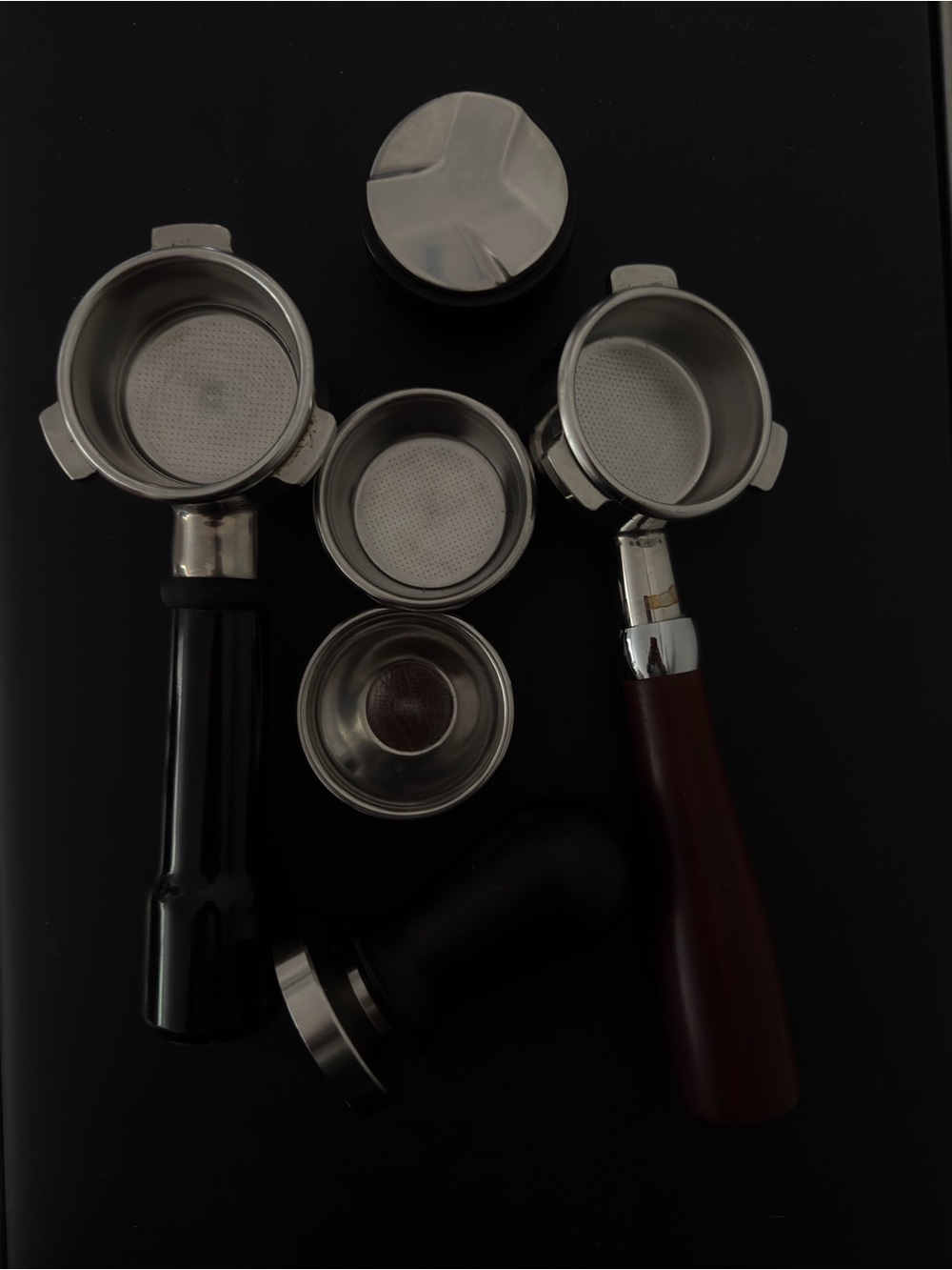 Breville Stainless Steel Portafilter Set with Black and Brown Handles 54mm